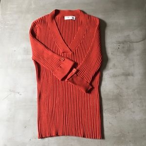 Cable knit, burnt orange, v-neck sweater